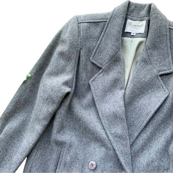 Vtg Ferncroft Wool Buttoned Oversized Blazer Coat Jacket Gray Size 4 - Picture 3 of 8